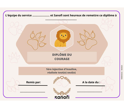 Diplôme du courage - 1ère injection d'insuline réalisée tout(e) seul(e)